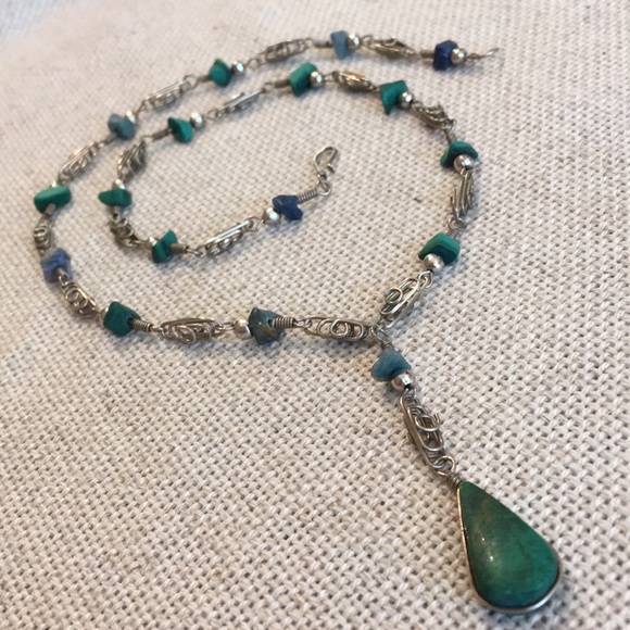 Vintage Jewelry - Boho Chic Artisan Created Malachite Necklace
